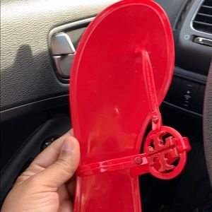 Red Tory Burch flip flops